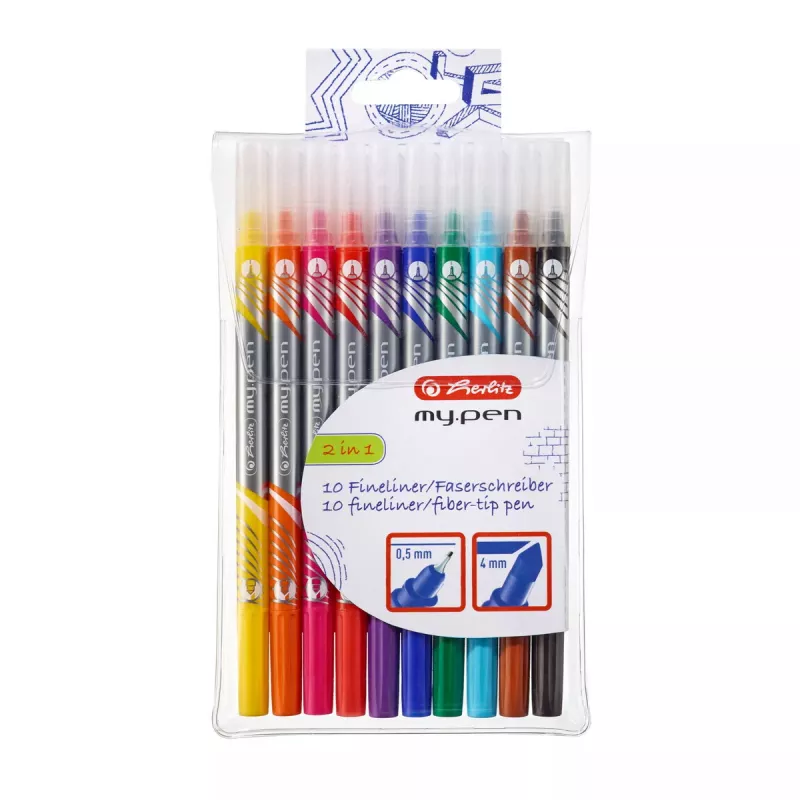 Markeris Herlitz 11367232 plonas antgalis 10 vnt juoda mėlyna ruda žalia oranžinė rožinė violetinė raudona geltona