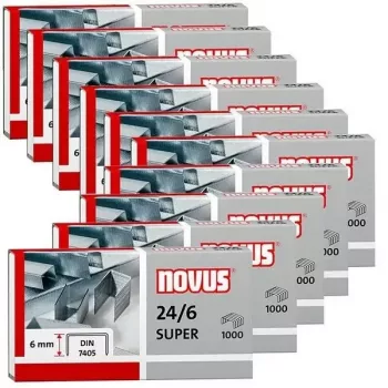 Segtukai NOVUS 24/6 DIN SUPER pakuotė po 10000 vnt., 6 mm kojelės ilgis