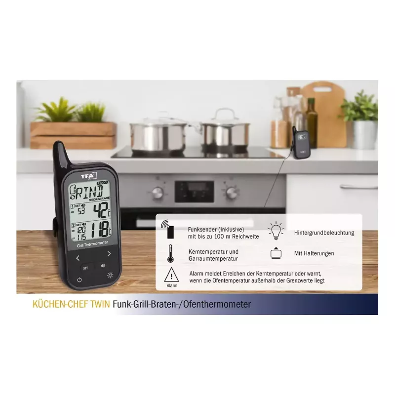 Maisto termometras TFA-Dostmann KÜCHEN-CHEF TWIN 0–300 °C skaitmeninis