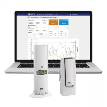 TFA Dostmann WeatherHub OBSERVER belaidis temperatūros ir drėgmės jutiklis, Wi‑Fi, AC / AA baterija, 40×28×104 mm