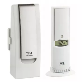 TFA Dostmann WeatherHub OBSERVER belaidis temperatūros ir drėgmės jutiklis, Wi‑Fi, AC / AA baterija, 40×28×104 mm