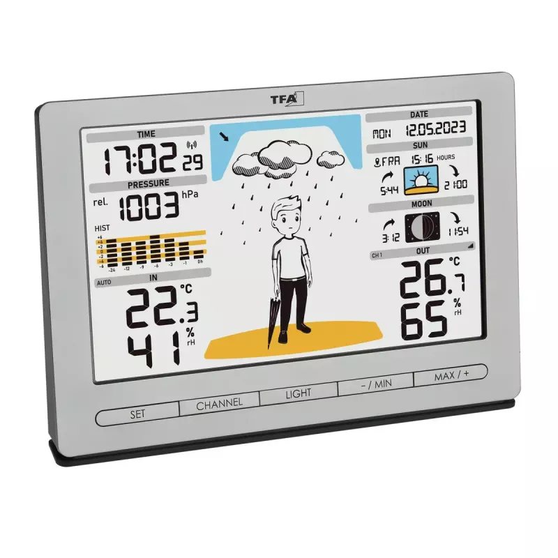 TFA-Dostmann Meteo Jack Silver belaidė orų stotis – termometras, higrometras, barometras