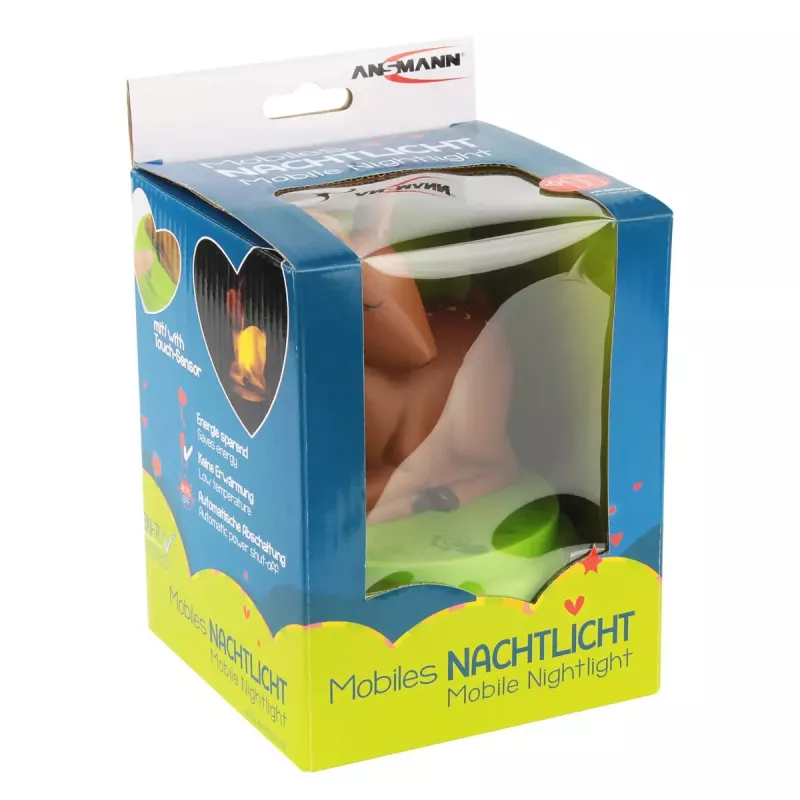 ANSMANN baby night-light 1800-0059 LED naktinė lemputė, geltona šviesa, baterijos AA ×3, 119×119×137 mm, ruda/žalia