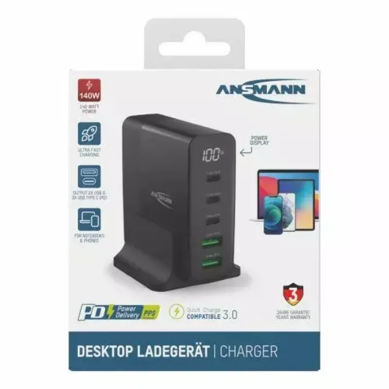 Įkroviklis ANSMANN DC5140PD Universal Black USB Greitasis Įkrovimas
