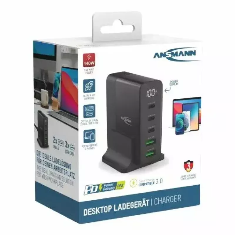 Įkroviklis ANSMANN DC5140PD Universal Black USB Greitasis Įkrovimas