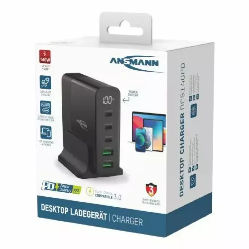Įkroviklis ANSMANN DC5140PD Universal Black USB Greitasis Įkrovimas