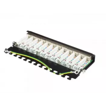 Patch panel Alcasa GC-N0121, 12 prievadų RJ45, 0,5U, kat.6a, juodas