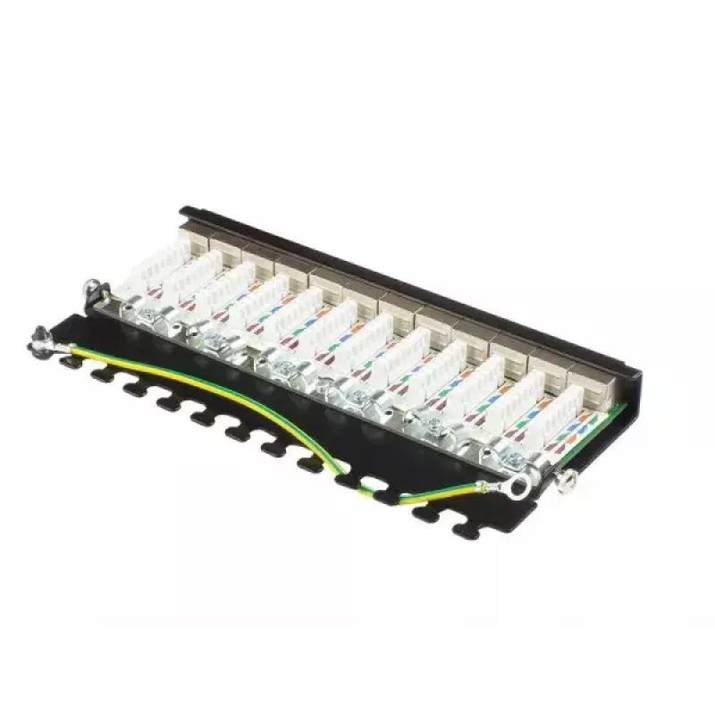 Patch panel Alcasa GC-N0121, 12 prievadų RJ45, 0,5U, kat.6a, juodas