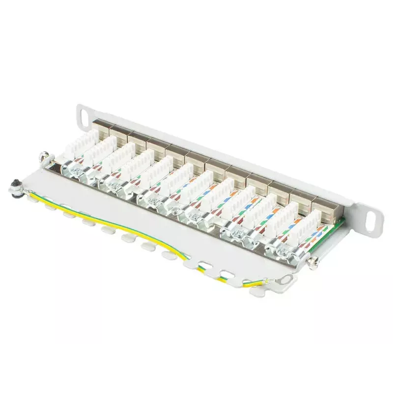 Pataisų skydelis Alcasa GC-N0132, 12xRJ45, 10 Gigabit Ethernet, 0,5U, pilkas