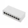 Patch panel DIGITUS Desktop modular tuščias, ekranuotas, 8 prievadų, plieninis, pilkas, montuojamas ant sienos