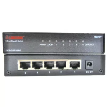 Nevaldomas tinklo jungiklis Longshine LCS-GS7105-E — 5 Gigabit RJ-45 prievadai, juodas