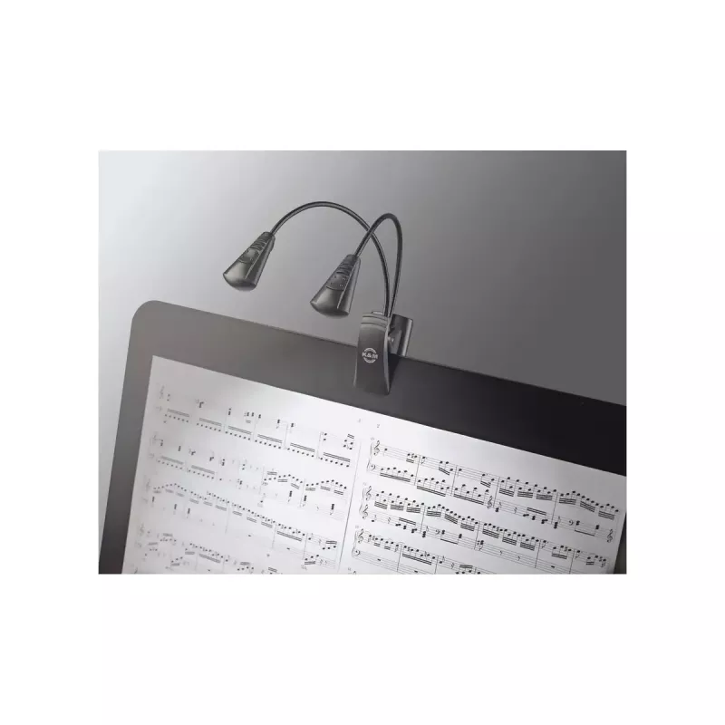 LED muzikinis stovo šviestuvas König & Meyer 12243 juodas, baterijomis maitinamas