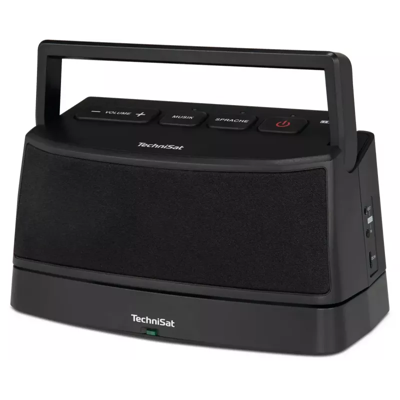 Nešiojamas stereofoninis garsiakalbis TECHNISAT ISIBOX 1 – 4 W RMS, laidinis ir belaidis, įmontuota baterija, USB-C, juodas