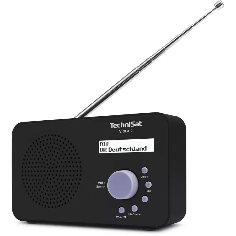 Nešiojamas radijas TECHNISAT VIOLA 2 – DAB+ ir FM, LCD ekranas, 1 W, 3,5 mm lizdas, juodas