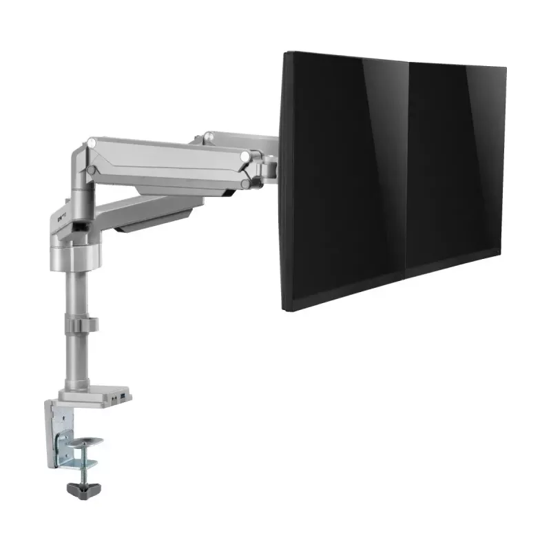 Dviejų monitorių dujinio stovo laikiklis Tripp Lite (EATON) DDR1732DAL, 13–34 colių, spaustuvas arba grometas, USB ir garso prievadai, sidabrinis