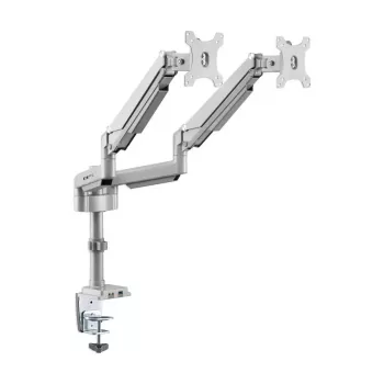 Dviejų monitorių dujinio stovo laikiklis Tripp Lite (EATON) DDR1732DAL, 13–34 colių, spaustuvas arba grometas, USB ir garso prievadai, sidabrinis