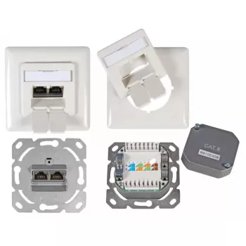 Sieninis lizdas 2 x RJ-45 EFB Elektronik ET-25211.2V1 baltas