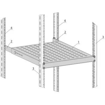 Lentyna EFB Elektronik 691651FGR.8 19 inch plieninė, 550 mm gylio, reguliuojama