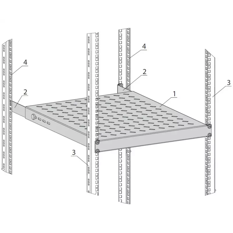 Lentyna EFB Elektronik 691651FGR.8 19 inch plieninė, 550 mm gylio, reguliuojama