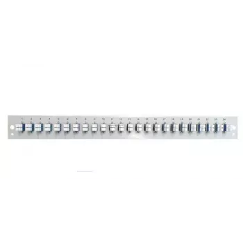 Priekinė panelė aksesuarui EFB Elektronik SB-FP-24SC-S-OM3 — 1U stovas, 24 SC OM3 prievadai, pilka, 432×13×43,5 mm