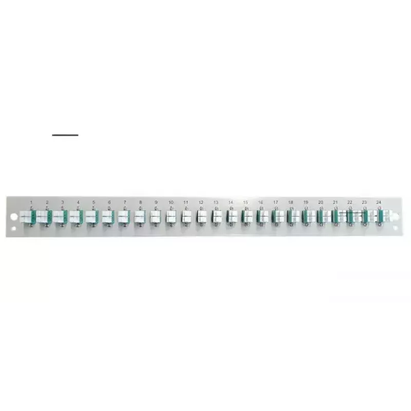 Priekinė panelė aksesuarui EFB Elektronik SB-FP-24SC-S-OM3 — 1U stovas, 24 SC OM3 prievadai, pilka, 432×13×43,5 mm