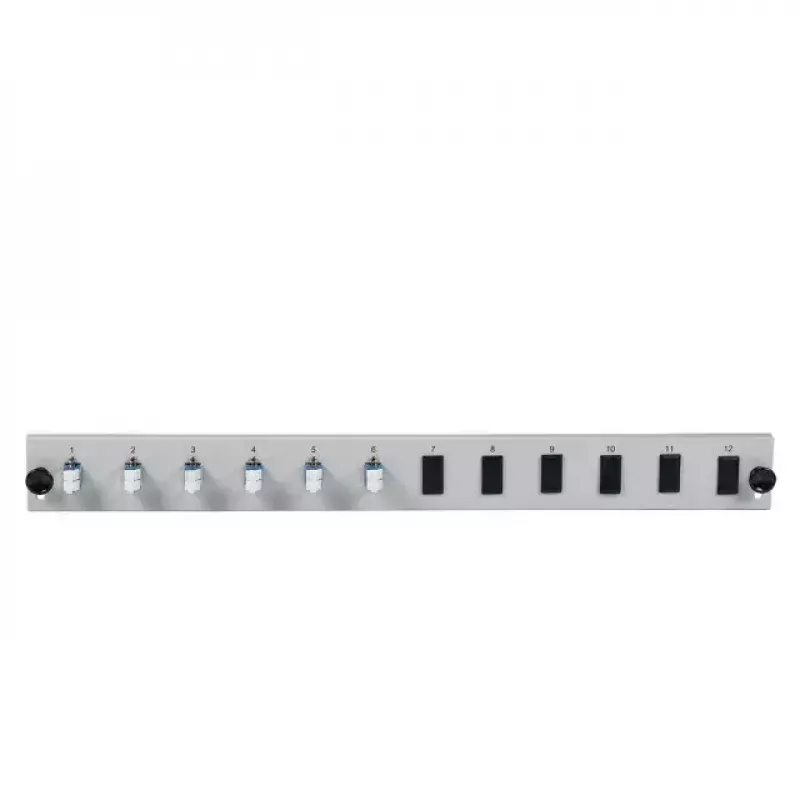 EFB Elektronik SB-FP-6SC-S-OM3 priekinė panelė su 6 LC Duplex jungtimis OM3, pilka, 1U