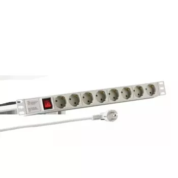 Maitinimo ilgintuvas EFB Elektronik EK631DE.2GR — 2 m laidas, 8 CEE kištukiniai lizdai, vidaus naudojimui, pilka