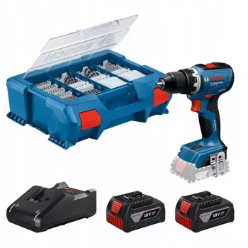 Belaidis gręžtuvas-suktuvas Bosch GSR 18V-65, 18 V, komplektas su 2x 4,0 Ah akumuliatoriais ir L-Boxx dėžute