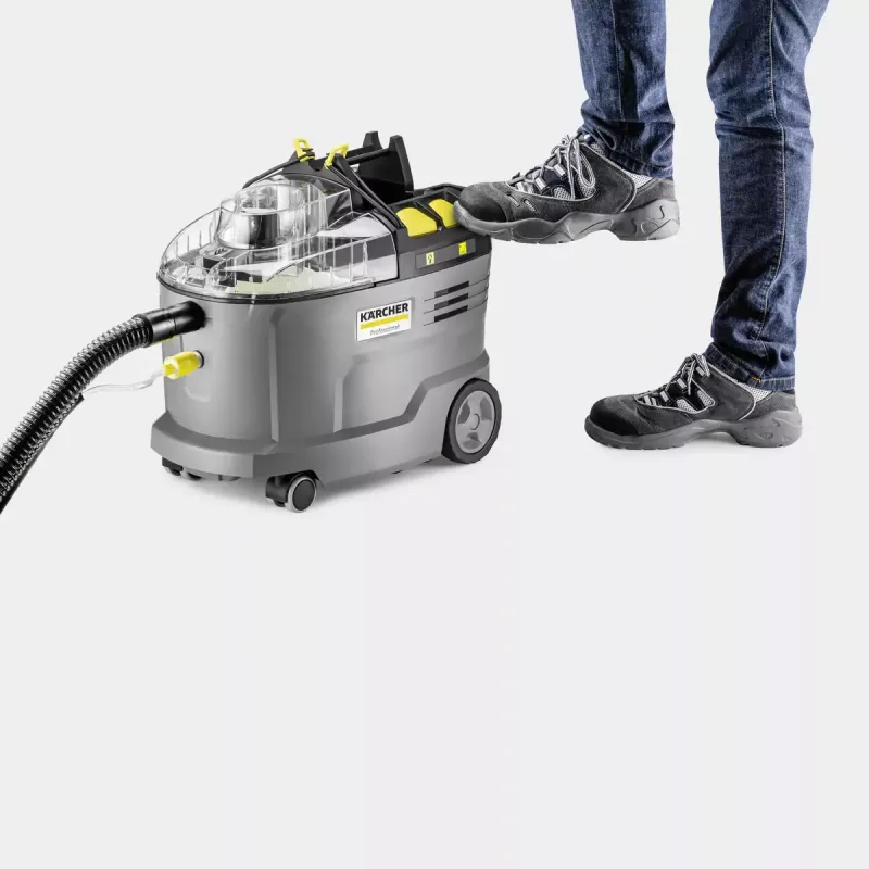 Belaidis vaikščiojamasis purškiamasis-traukiamasis kilimų valymo aparatas Kärcher Puzzi 9/1 Bp (1.101-700.0) Deep Black Grey Yellow