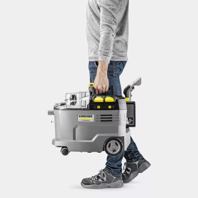 Belaidis vaikščiojamasis purškiamasis-traukiamasis kilimų valymo aparatas Kärcher Puzzi 9/1 Bp (1.101-700.0) Deep Black Grey Yellow