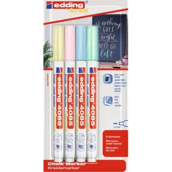 Marker rinkinys Edding 4085/4P kreidiniai žymekliai 1–2 mm antgalis, pastelinės spalvos, 4 vnt.