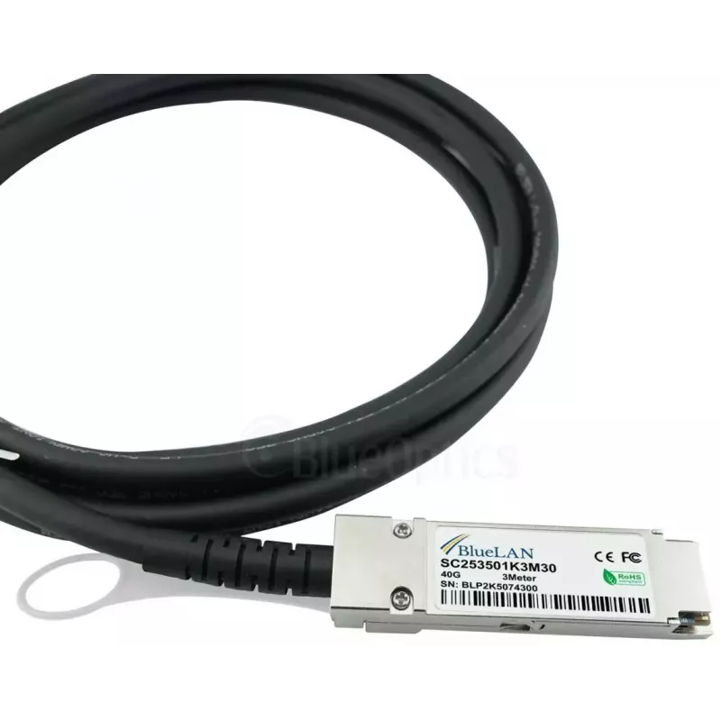 BlueOptics Q+BC0003-S+-BL QSFP į 4xSFP+ pasyvus varinis DAC kabelis 3 m