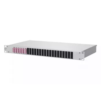 Stovo optinis skirstytuvas BTR METZ CONNECT OpDAT 1U — SC jungtys, pilkas aliuminis/plienas, 482,6×44,5×242,5 mm