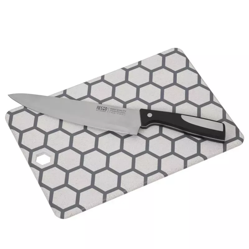 Resto Kitchenware 95402 Stačiakampė plastikinė pjaustymo lentelė Pilka Balta