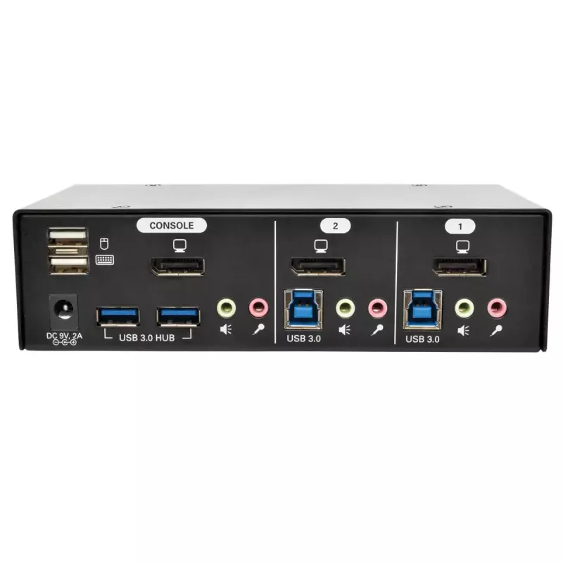 2 prievadų DisplayPort KVM jungiklis su garsu ir USB 3.0 šakotuvu EATON B004-DPUA2-K