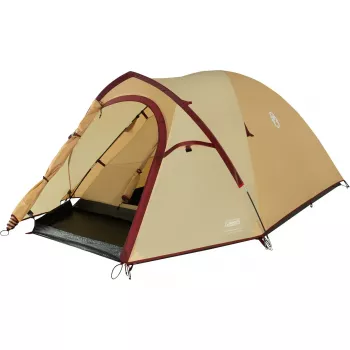 Palapinė COLEMAN Darwin 3 Plus Summer – 3 vietų, vasarinė modelis, smėlio/tamsiai raudona