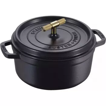 Ketaus apvali kokotė Staub La Cocotte Buster & Punch 24 cm, juoda