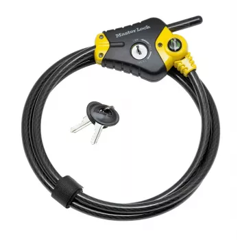 Reguliuojamas užrakinamas kabelis Python MASTER LOCK 1,8 m x 10 mm juodai geltonas