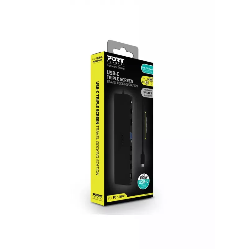 Dokavimo stotelė nešiojamam kompiuteriui Port Designs 901906-W USB 3.2 Gen 2 Type-C juoda