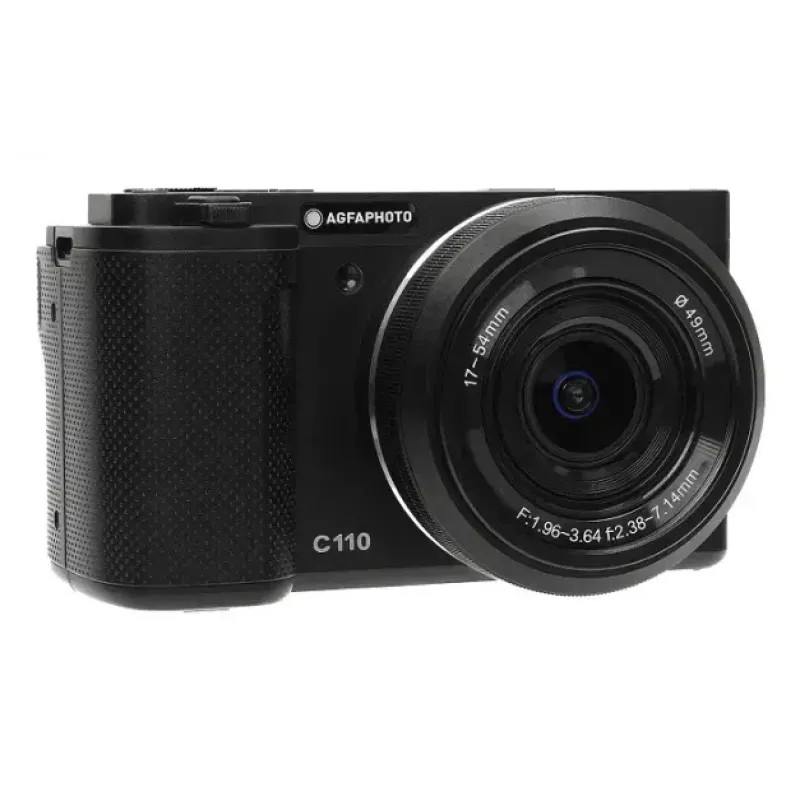 Kompaktiška kamera AgfaPhoto Realishot C110 — 24 MP, 1/3,06 colio CMOS, 3x optinis priartinimas, 4K, „Wi‑Fi“, 2,8 colio jutiklinis ekranas, juoda