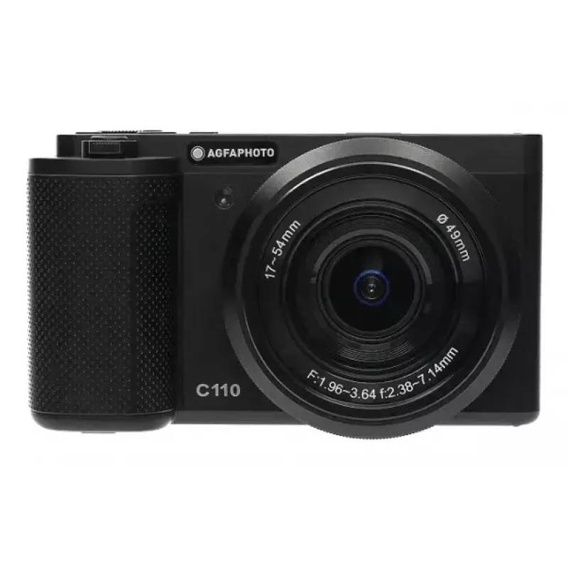 Kompaktiška kamera AgfaPhoto Realishot C110 — 24 MP, 1/3,06 colio CMOS, 3x optinis priartinimas, 4K, „Wi‑Fi“, 2,8 colio jutiklinis ekranas, juoda