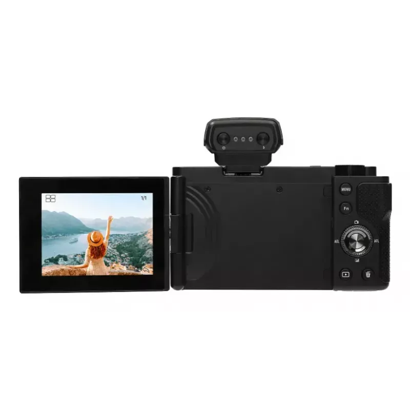Kompaktiška kamera AgfaPhoto Realishot C110 — 24 MP, 1/3,06 colio CMOS, 3x optinis priartinimas, 4K, „Wi‑Fi“, 2,8 colio jutiklinis ekranas, juoda