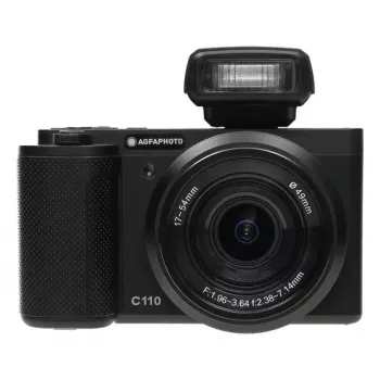 Kompaktiška kamera AgfaPhoto Realishot C110 — 24 MP, 1/3,06 colio CMOS, 3x optinis priartinimas, 4K, „Wi‑Fi“, 2,8 colio jutiklinis ekranas, juoda