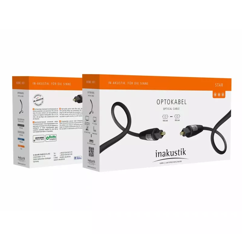 InfiniBand / šviesolaidinis kabelis Inakustik 00312115 1,5 m TOSLINK Juodas