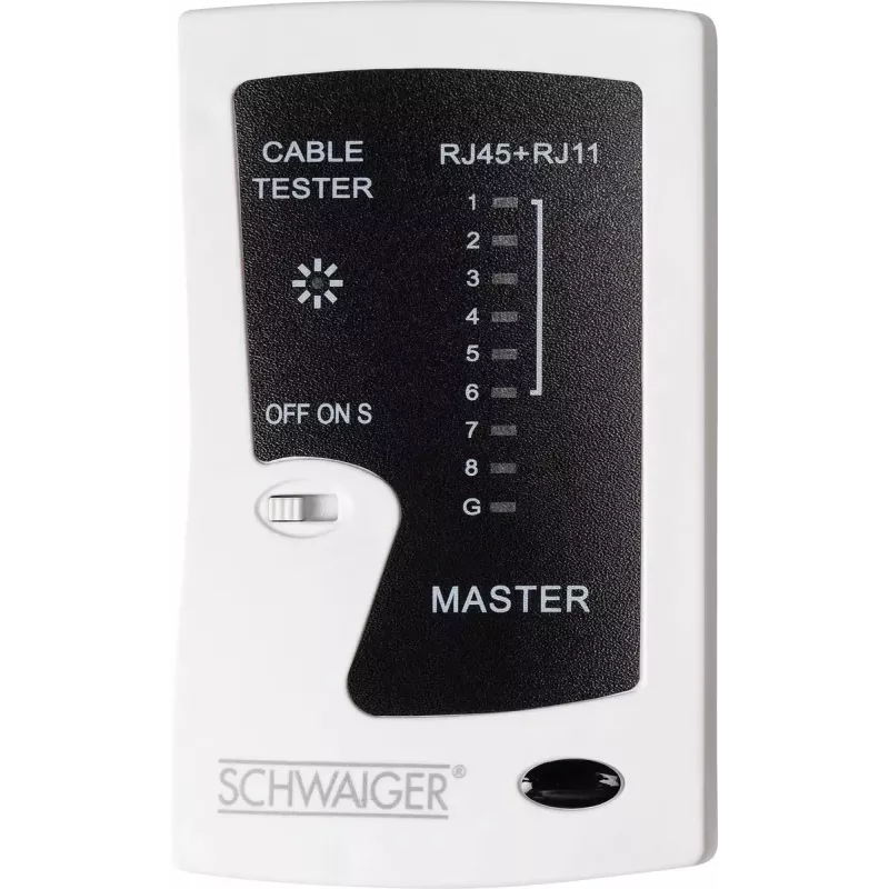 Tinklo kabelio testeris Schwaiger NWM1 531 RJ-11 RJ-45 juodas baltas