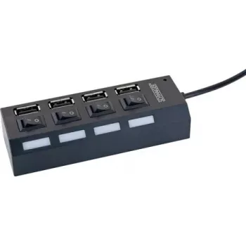 USB šakotuvas Schwaiger UH4013 2.0 480 Mbit/s Juodas