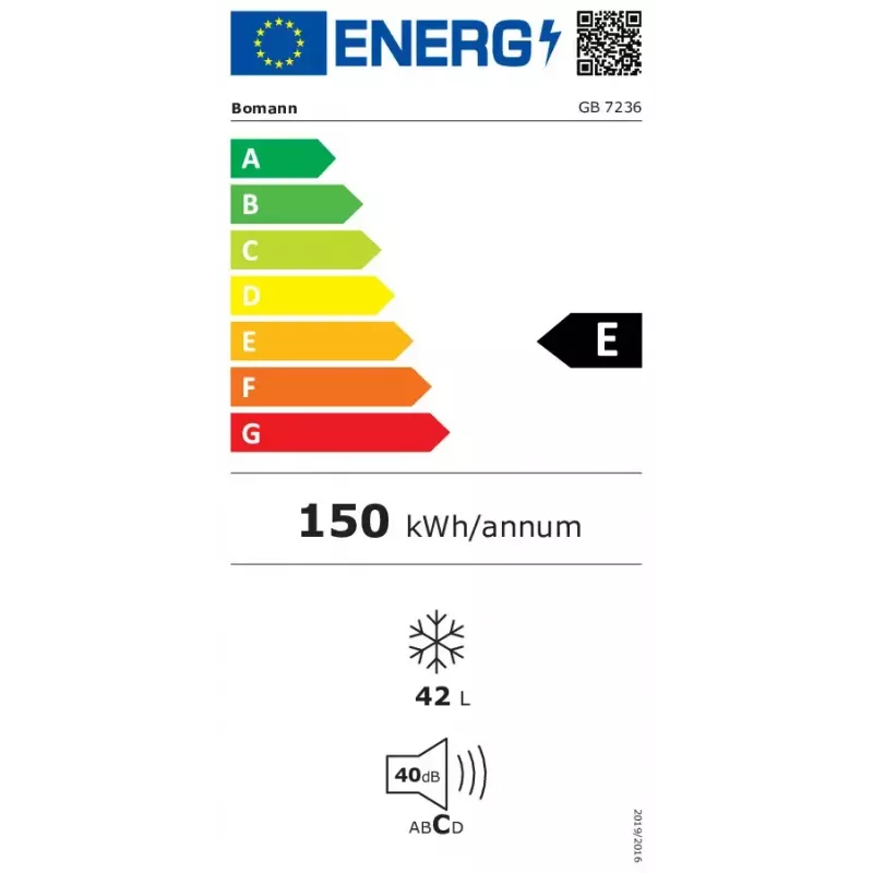 Šaldiklis vertikalus BOMANN GB 7236, 42 L, juodas, rankinis atitirpinimas, ≤ -18°C, begalinis reguliavimas