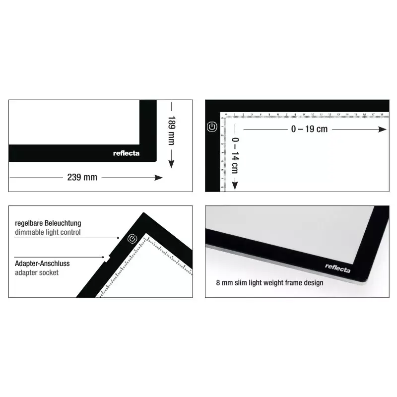 LED šviesos planšetė Reflecta A5 Super Slim juoda 19x14 cm