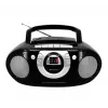 Nešiojama stereo sistema Soundmaster SCD5100SW – analoginis FM imtuvas 87,5–108 MHz, CD/MP3 grotuvas, 1 W RMS, LED ekranas, juoda