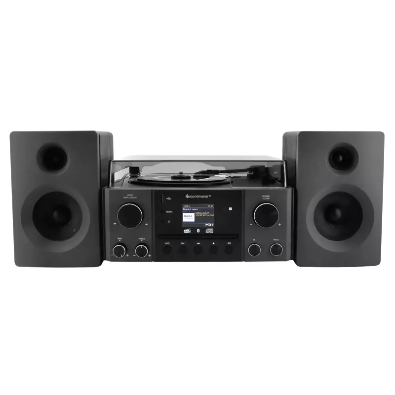 Namų garso sistema Soundmaster MCD1950SW – 20 W RMS, DAB+/FM, CD/MP3 atkūrimas, 3,5 mm aux, maitinimas iš tinklo (Juoda)